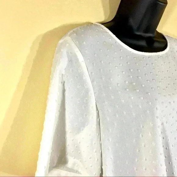 NWT Bar III White Textured Laser Cut Embroidered Diamond Cropped Blouse Size L - Picture 7 of 13